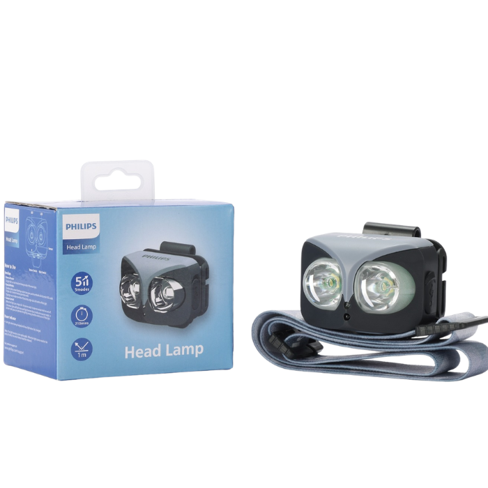 PHILIPS Multi-Functional LED Rechargeable Headlight – 450Lumens, 100m Beam Range, 1000mAh SFL3342RH/56