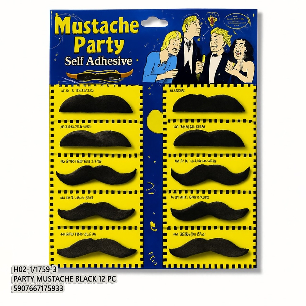 Party Mustache Black 12 PC
