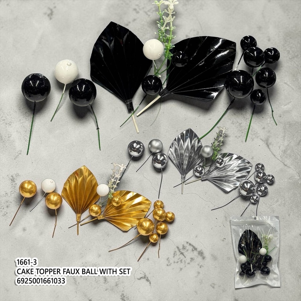 Cake Topper Faux Ball with Set